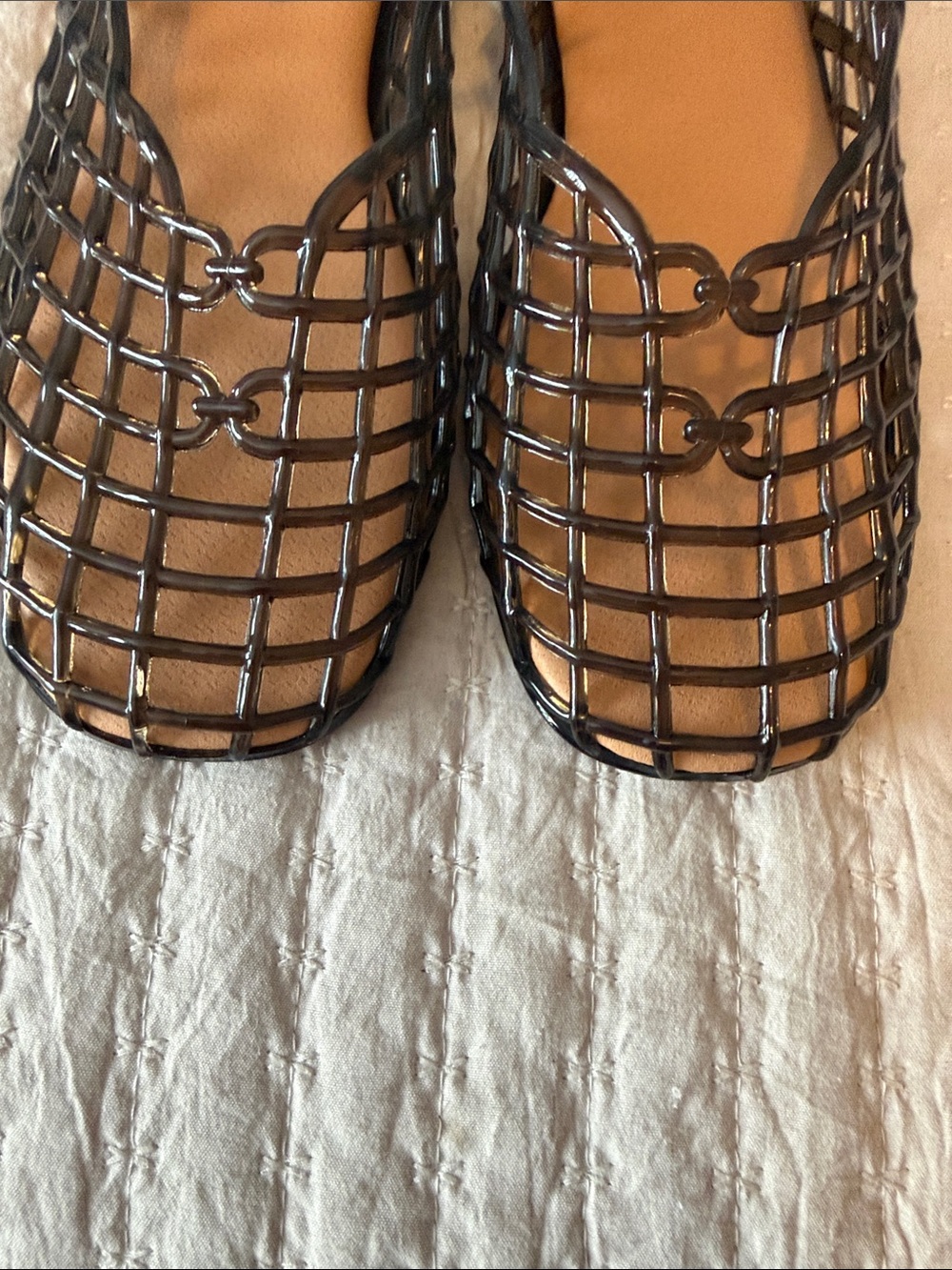 ❤️ Soda Jellies - Dark Brown Lattice Flats w/ Tan Inner Soles - Love 💕 Sz 7 NWOT - Picture 2 of 5